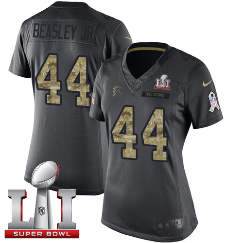 Nike Falcons #44 Vic Beasley Jr Black Super Bowl LI 51 Women's Stitched NFL Limited 2016 Salute to Service Jersey
